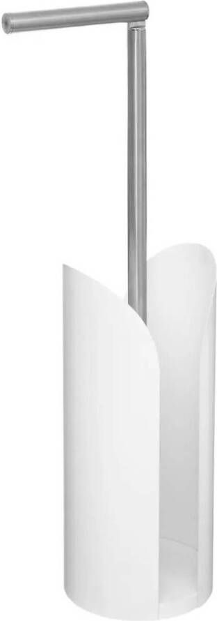 5Five Staande wc toiletrolhouder wit met reservoir en flexibele stang 59 cm van metaal Toiletrolhouders