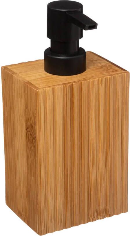 5Five Zeeppompje dispenser Bamboo Lotion lichtbruin zwart 8 x 17 cm 280 ml hout Zeeppompjes