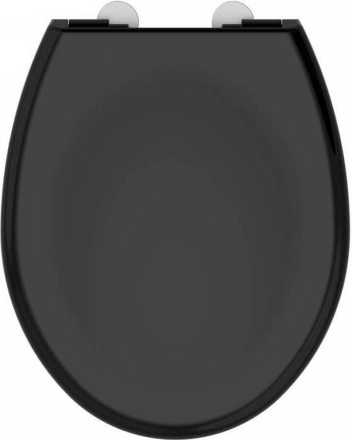 Allibert Boreo Stille Sluitende Toiletzitting Glanzend Zwart
