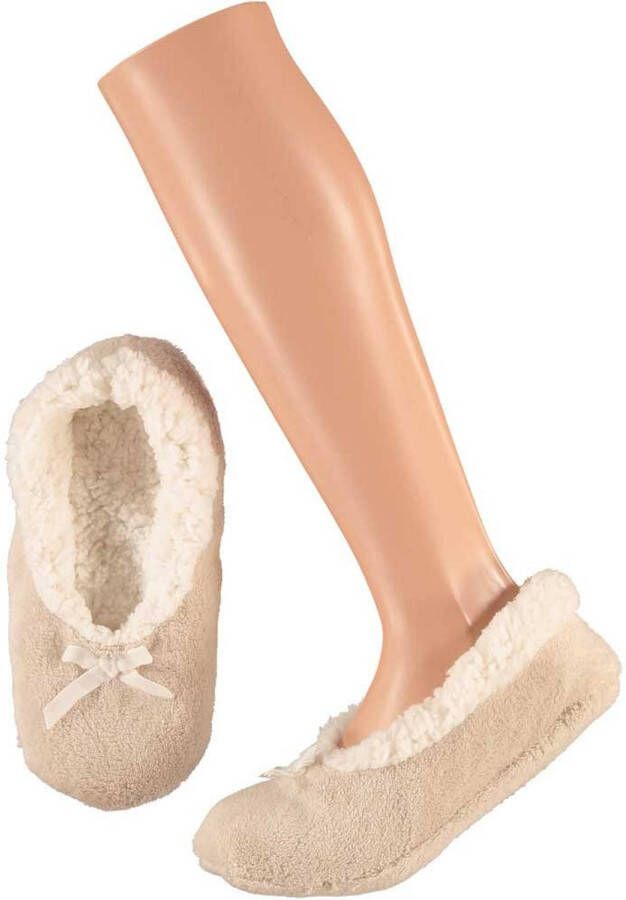 Apollo Dames ballerina sloffen pantoffels beige maat 40-42 Sloffen volwassenen