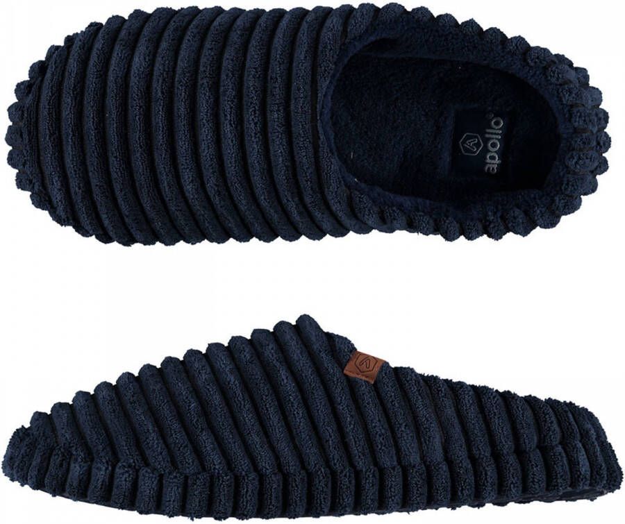 Apollo Heren instap slippers pantoffels ribstof navy maat 41-42 Sloffen volwassenen
