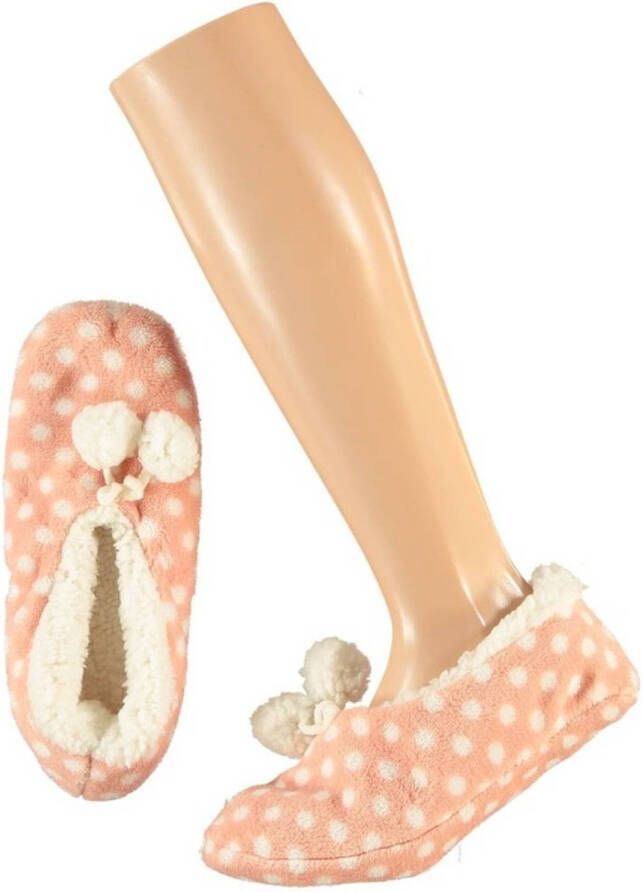 Apollo Roze ballerina dames pantoffels sloffen met stippenprint maat 40-42 Sloffen volwassenen