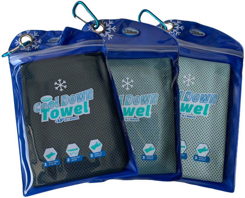 Aqua Laser Cool Down Towel Mint Groen Petrol Set van 3 Cooling Verkoelende handdoek