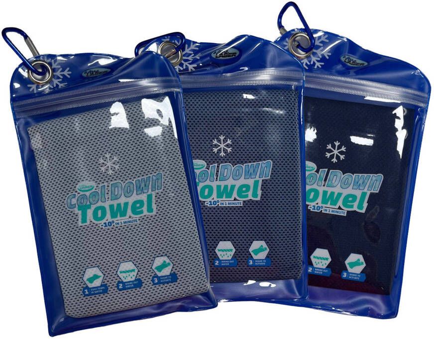 Aqua Laser Cool Down Towel 3x Blauw Set van 3 Cooling Verkoelende handdoek