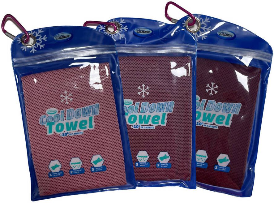 Aqua Laser Cool Down Towel 3x Roze Set van 3 Cooling Verkoelende handdoek