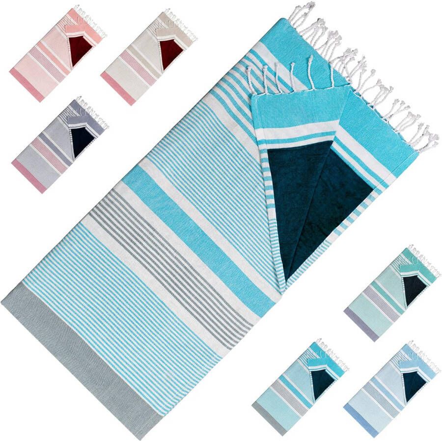 Arowell strandlaken Trendy strandhanddoek 2 lagen bescherming tegen zandhitte 170 x 90 cm Ocean Blue-grey