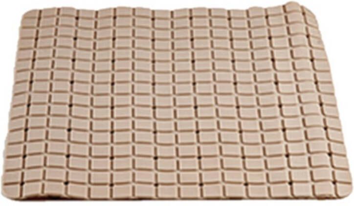 Arte r Badmat anti-slip mocca bruin vierkantjes 50 cm Badmatjes