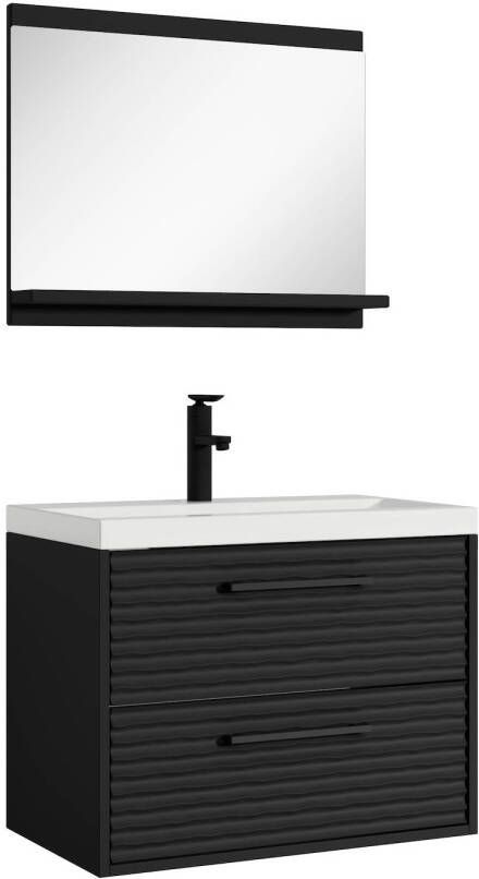 Badplaats Badkamermeubel Etna 02 60cm met spiegel mat zwart