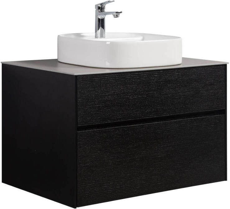 Badplaats Badkamermeubel Hamilton 80cm zwart houtnerf