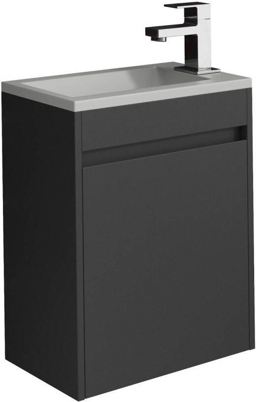Badplaats Toiletmeubel Sinta 40cm mat zwart grijze wastafel