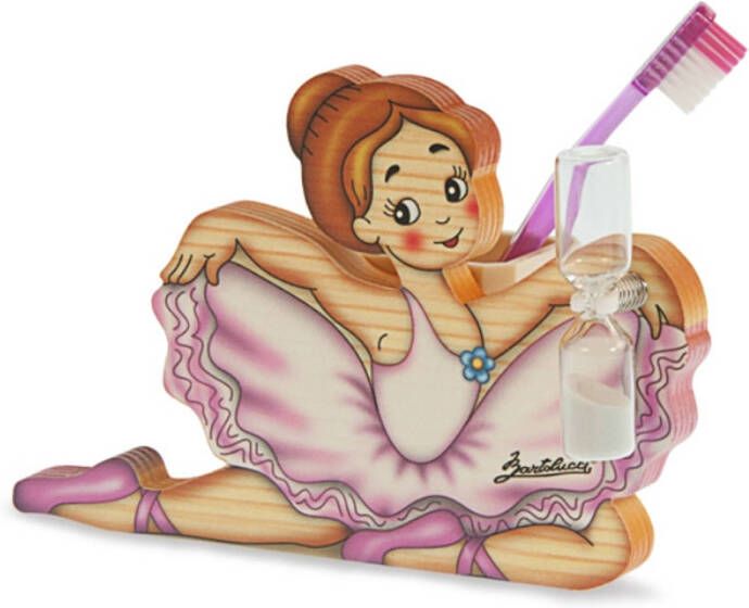 Bartolucci Houten tandenborstelhouder ballerina met zandloper 1 stuks Meerdere kleuren Hout