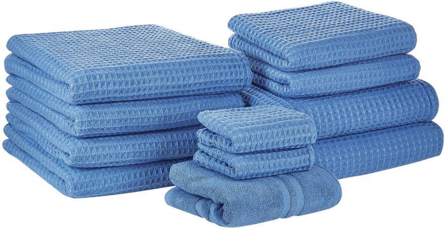 Beliani AREORA Handdoek-Blauw-Katoen
