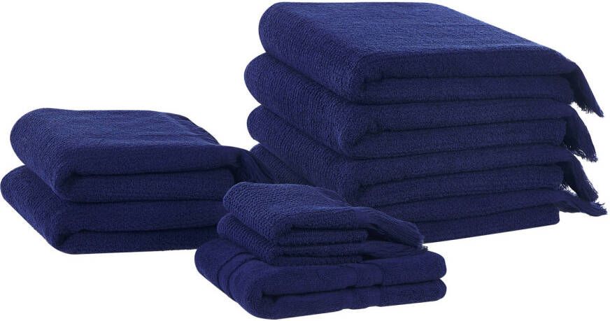 Beliani ATIU 9-delige handdoekset Blauw