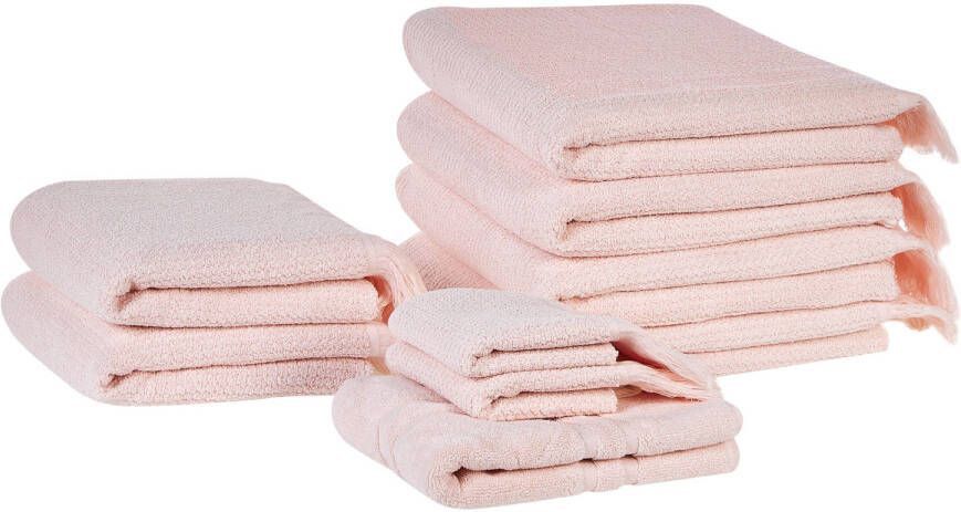 Beliani ATIU 9-delige handdoekset Roze