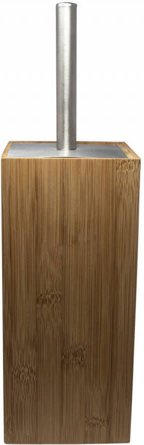 Merkloos Wc-borstel met bruine houder van bamboe 34 cm Toiletborstels