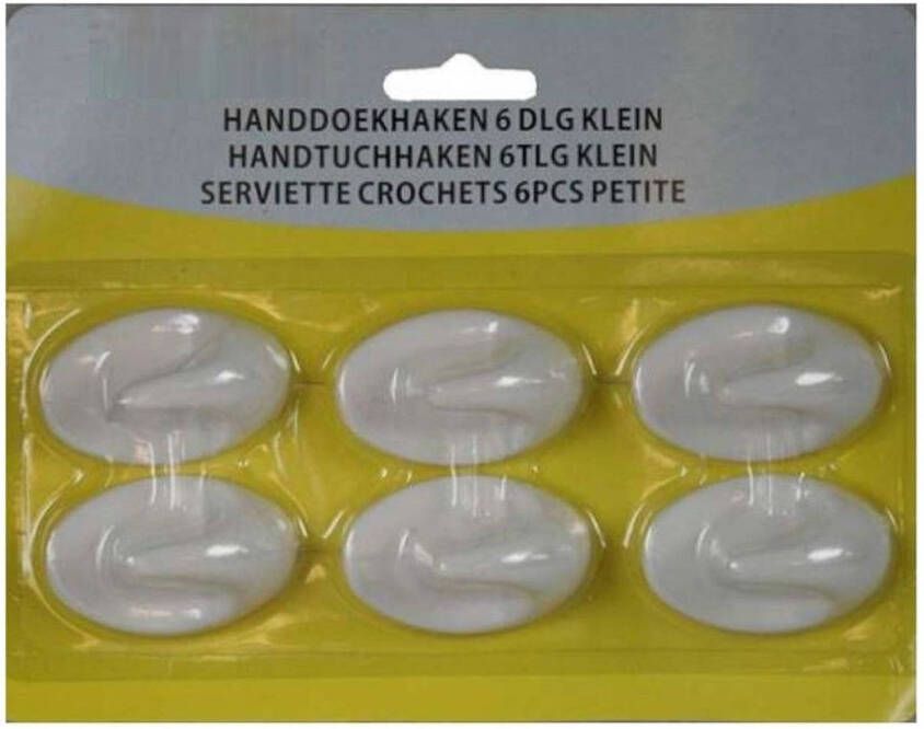 Benson 6x Zelfklevende handdoekhaken ophanghaakjes wit Handdoekhaakjes