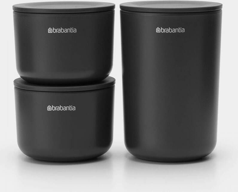 Brabantia ReNew Opbergpotjes set van 3 donker grijs 281303