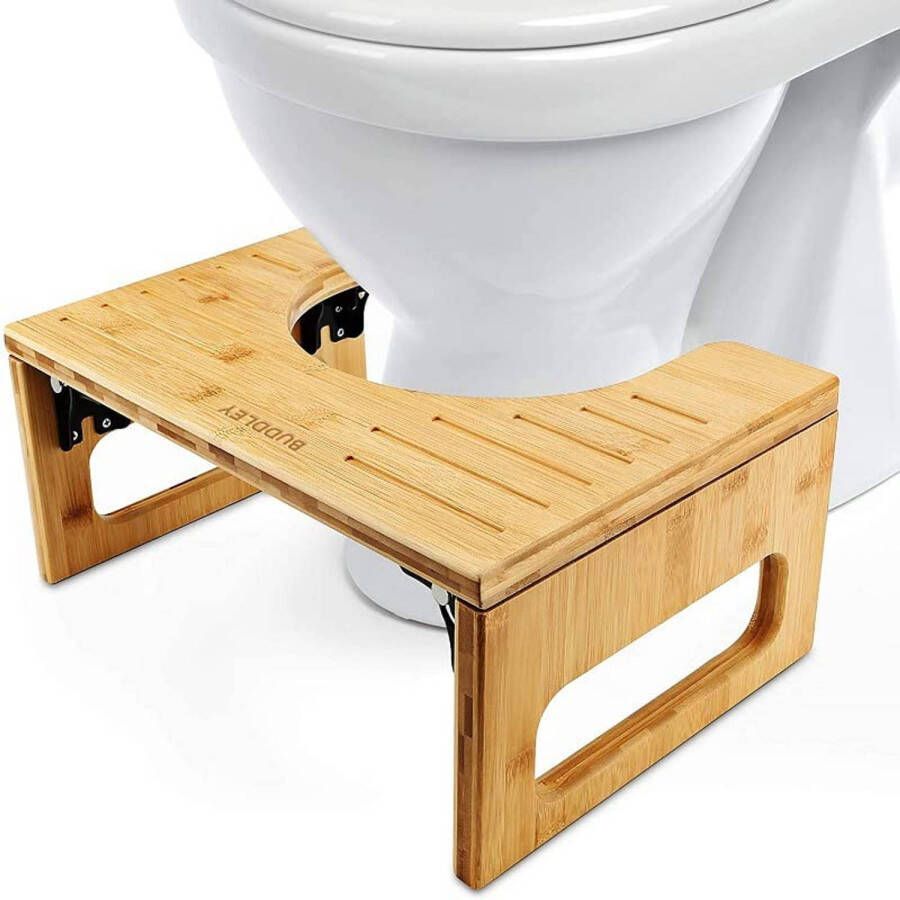 BUDDLEY Toiletkrukje Bamboe Inklapbaar Toilet Krukje Peuter WC Krukje Volwassenen WC Krukje voor de juiste houding