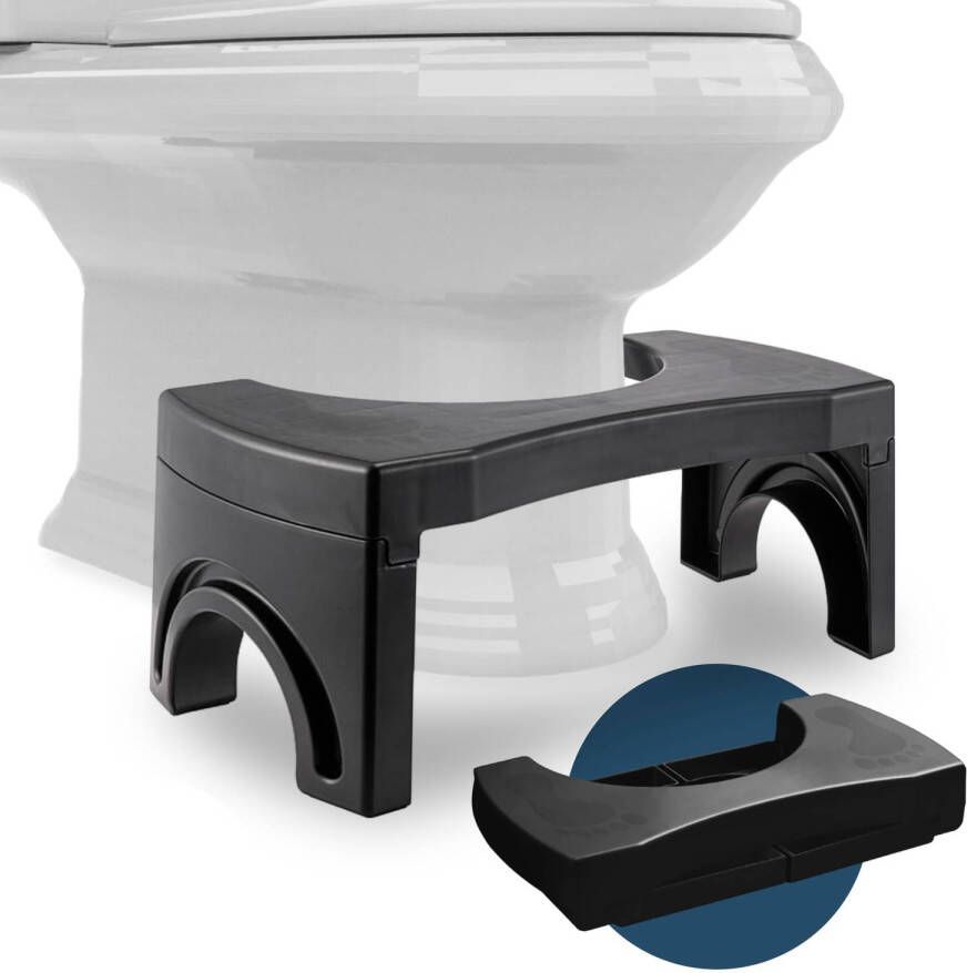 BUDDLEY WC Krukje Zwart WC Opstapje Inklapbaar Volwassen en Kinderen Potty Training Toiletkrukje Juiste houding