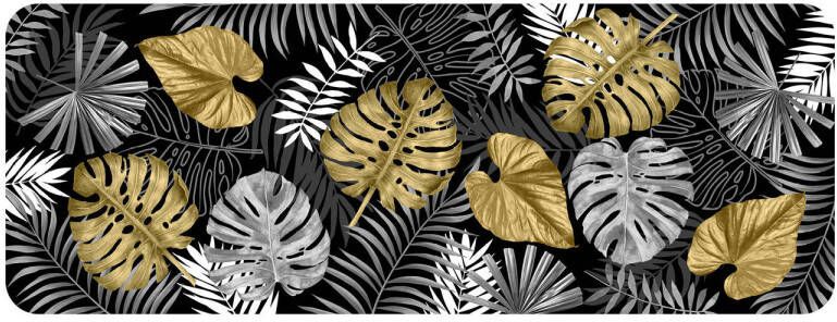 CASA DI ELTURO Antislip foam badmat Palm Leaves Goud Zwart Wit 45 x 120 CM