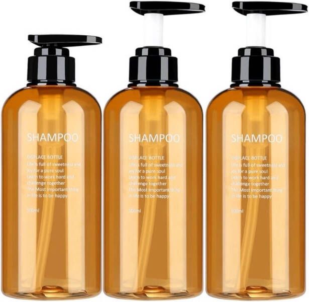 CASA DI ELTURO Set van 3 Navulbare Fles met Pomp Oker Geel 500ml Voor Shampoo conditioner en Bodywash