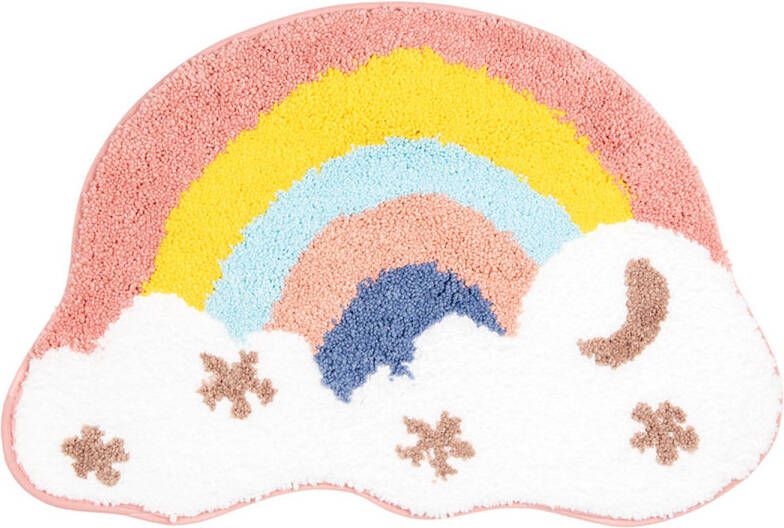 Clayre & Eef Badmat 60x40x1 cm Meerkleurig Polyester Regenboog Meerkleurig