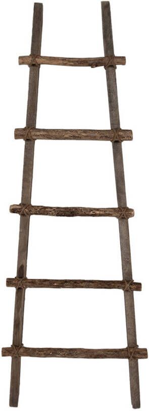 Clayre & Eef Handdoekhouder 140 cm Bruin Hout Decoratie Ladder Bruin Decoratie Ladder