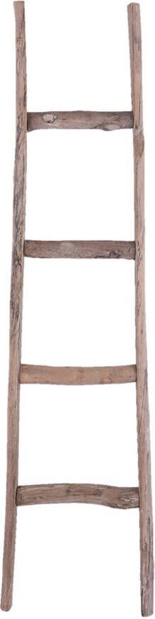 Clayre & Eef Handdoekhouder 34x6x130 cm Bruin Hout Decoratie ladder Bruin Decoratie ladder