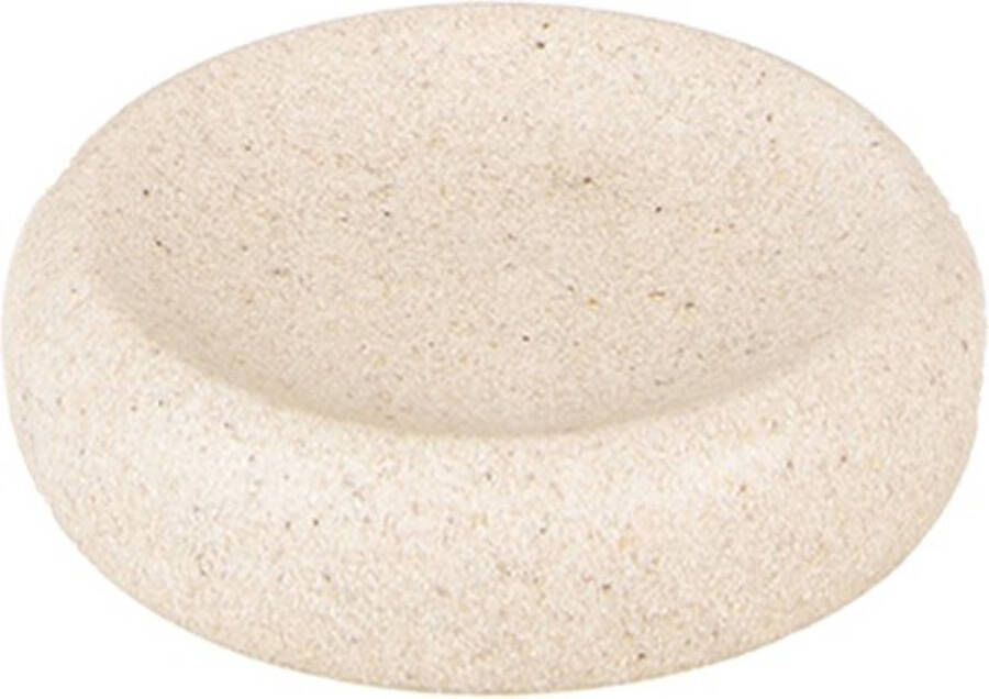 Clayre & Eef Zeepbakje Ø 11x3 cm Beige Keramiek Rond Zeephouder Zeepschaaltje Zeeprekje