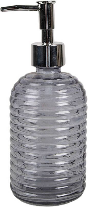 Clayre & Eef Zeepdispenser 400 ml Zwart Glas Zeeppompje Zwart Zeeppompje