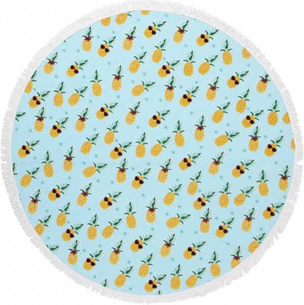 Covers en Co Covers & Co Pineapple rond strandlaken 100% polyester Ø 150 cm Aqua