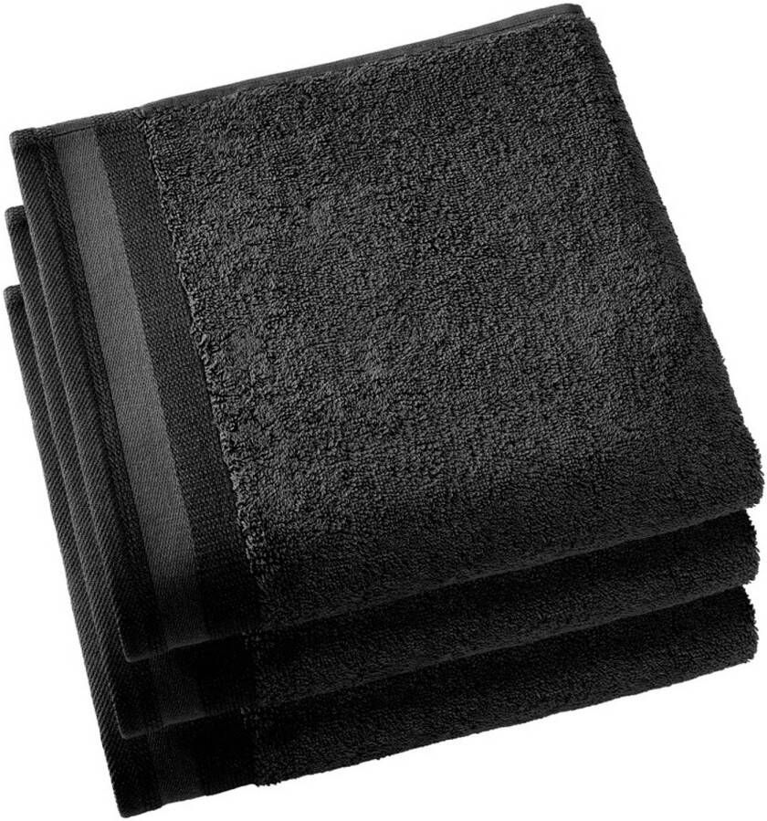 De Witte Lietaer badhanddoek Contessa 50 x 100 cm zwart 3 stuks