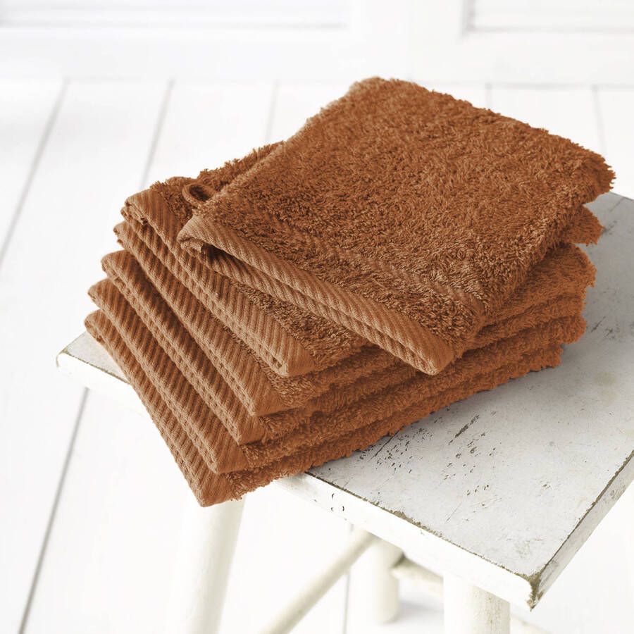 De Witte Lietaer Washandjes Helene Caramel 15 x 21 cm 6 stuks Katoen