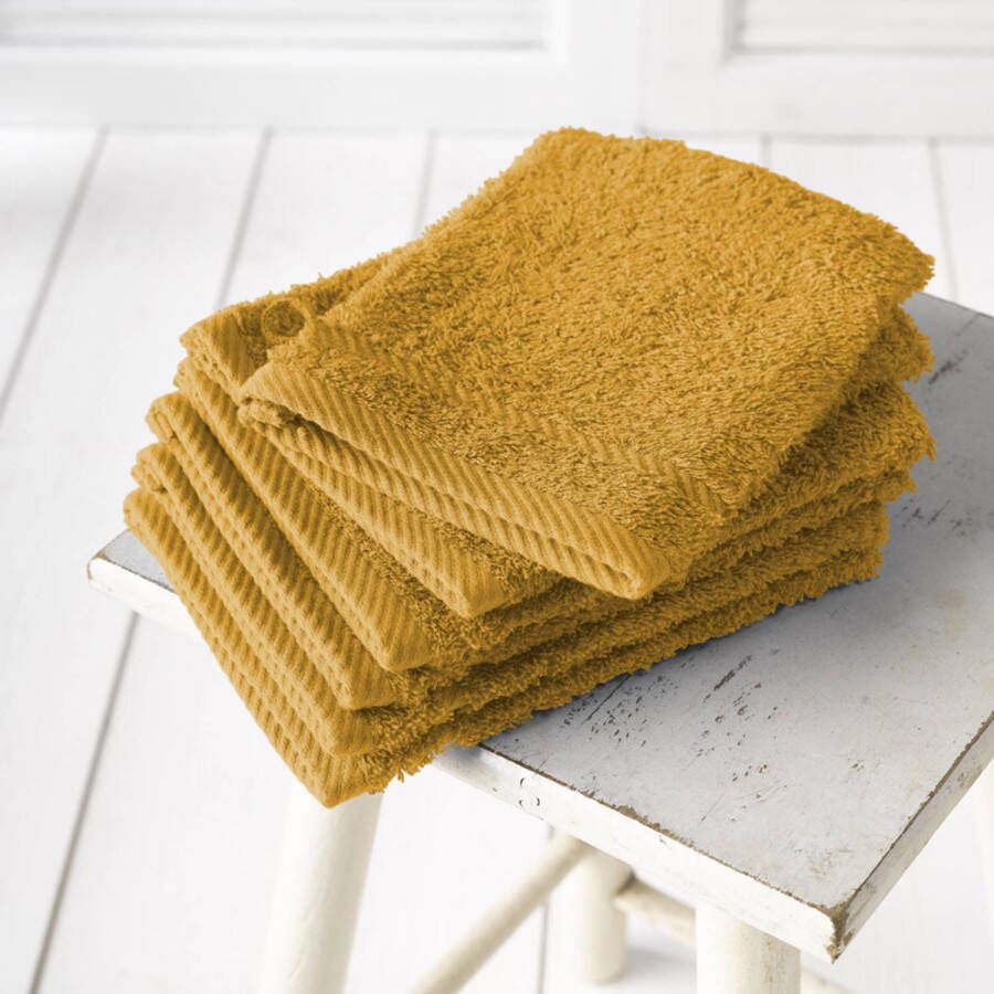 De Witte Lietaer Washandjes Helene Golden Yellow 15 x 21 cm 6 stuks Katoen