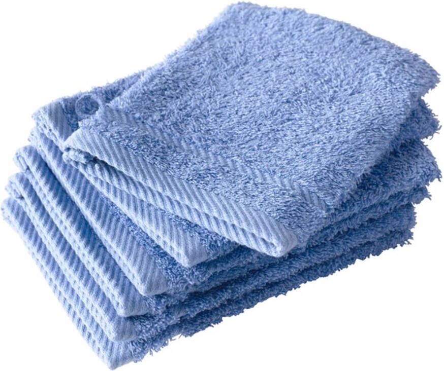 De Witte Lietaer Washandjes Helene Sky Blue 15 x 21 cm 6 stuks Katoen