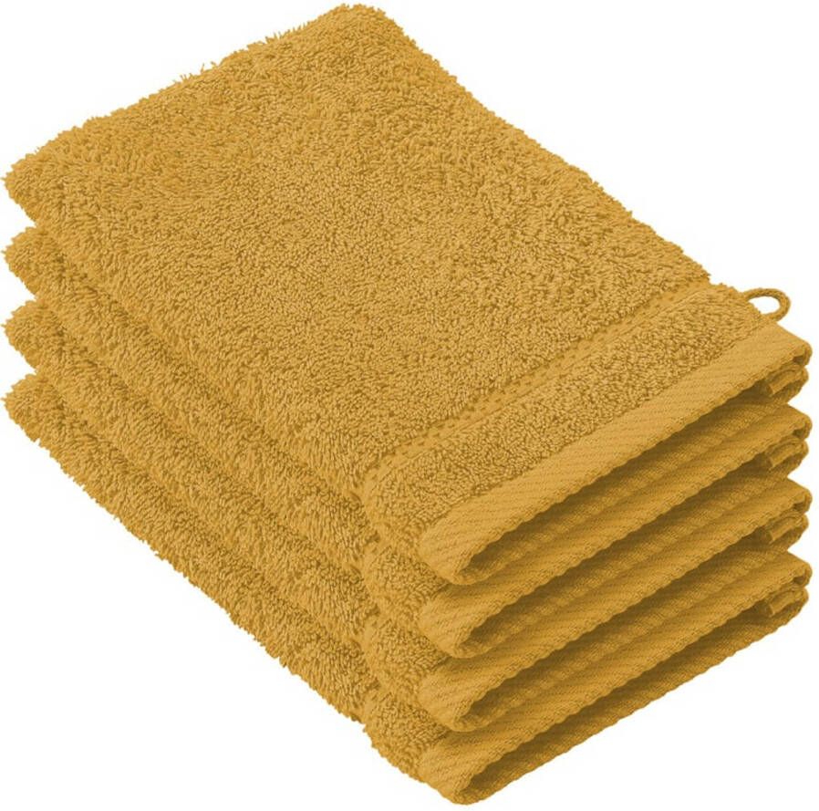 De Witte Lietaer Washandjes Stéphanie Golden Yellow 15 x 21 cm 4 stuks Katoen