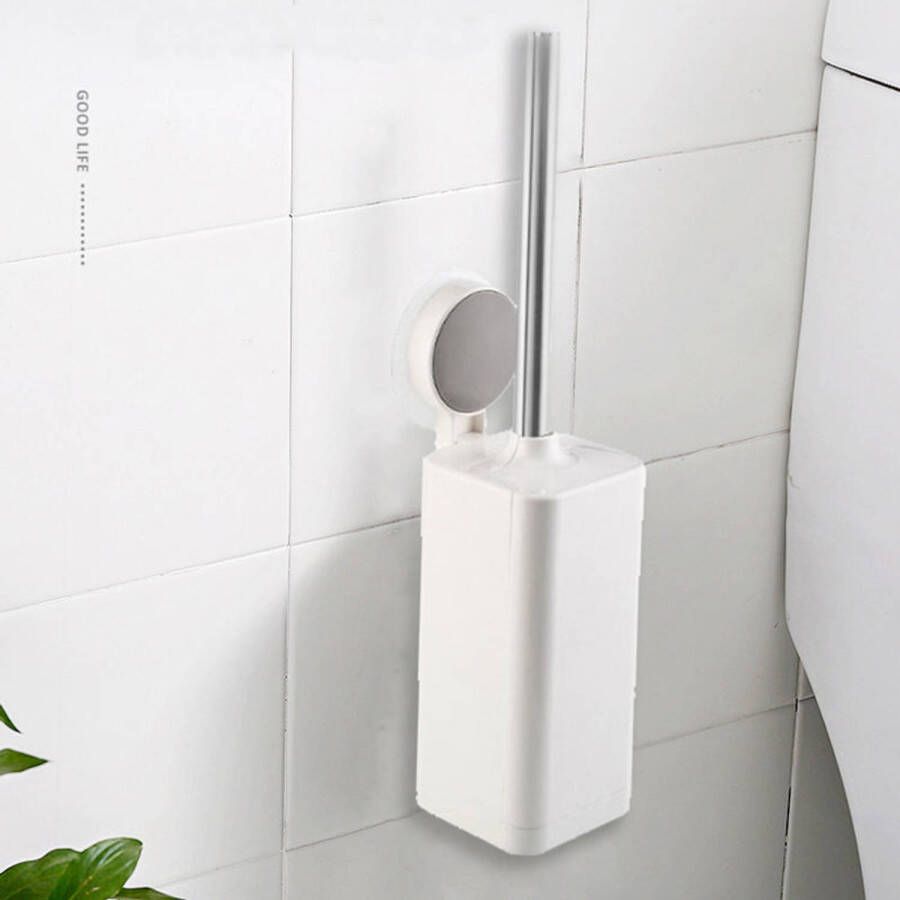 Decopatent WC borstel met houder hangend - Toiletborstel in houder met zuignap