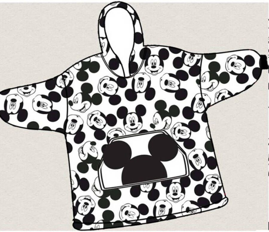 Disney Mickey Mouse Hoodie Fleece Deken Happy Volwassen (One Size) Polyester Flanel