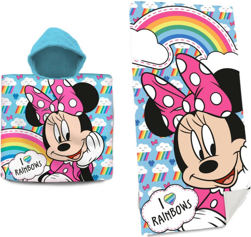 Disney Minnie Mouse Set bad cape poncho en strand badlaken voor kinderen Badcapes