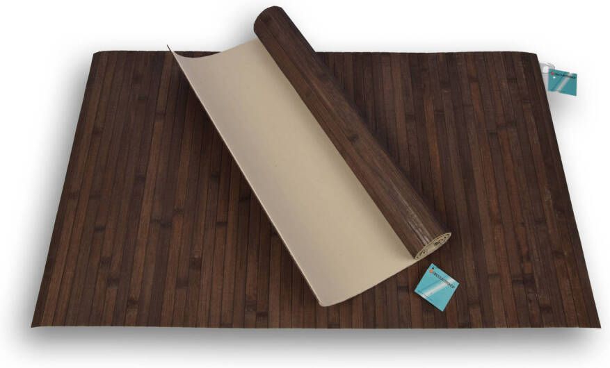 Merkloos 2x Stijlvolle Donker Bruine Vloermat 80cm x 50cm x 0.5cm Bamboo Materiaal