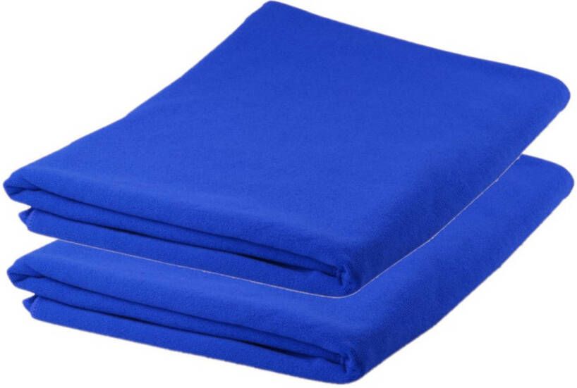 Merkloos 2x stuks Badhanddoeken handdoeken extra absorberend 150 x 75 cm blauw Badhanddoek