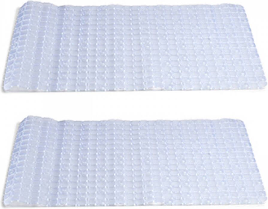 Arte r 2x stuks badmatten douchematten anti-slip transparant vierkant patroon 69 x 39 cm Badmatjes