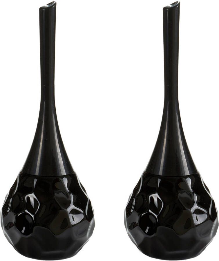 Merkloos 2x Stuks Toiletborstels wc-borstels van keramiek zwart afsluitbaar Toiletborstels