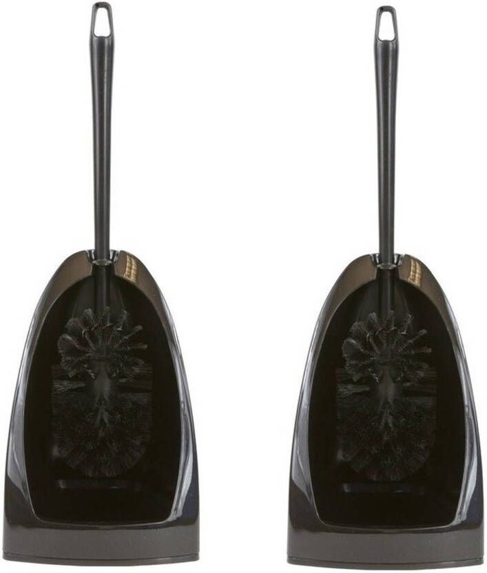 Betra 2x Toiletborstel en houder toiletgarnituur zwart 42 x 15 x 42 cm Toiletborstels