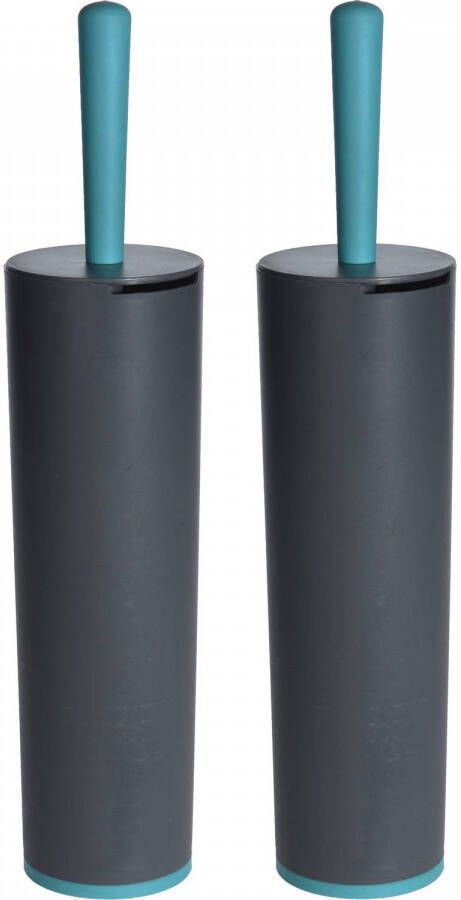 Zeller 2x Wc-borstels met antraciet grijze houder van kunststof 42 cm Toiletborstels