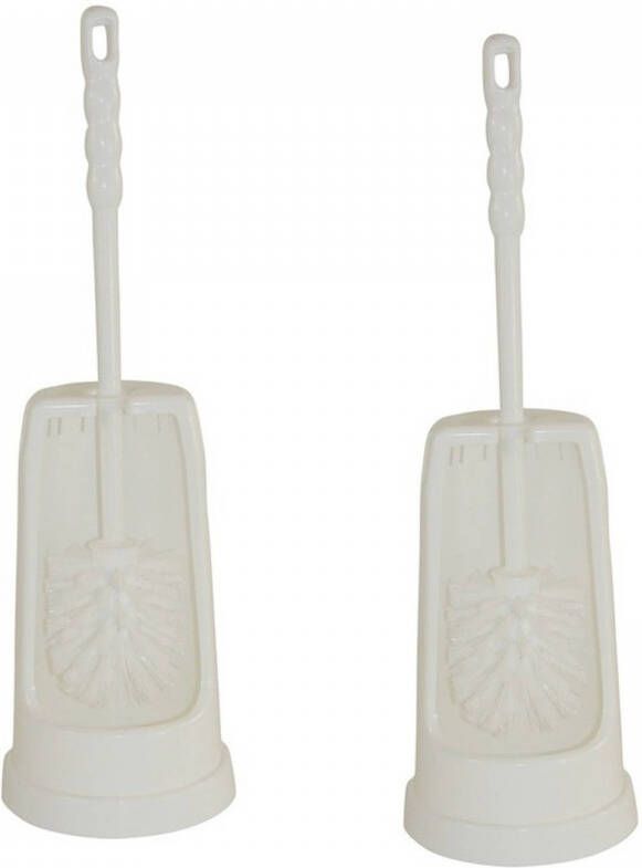 Betra 2x Witte toiletborstel wc-borstel met houder 16 x 16 x 39 cm Toiletborstels