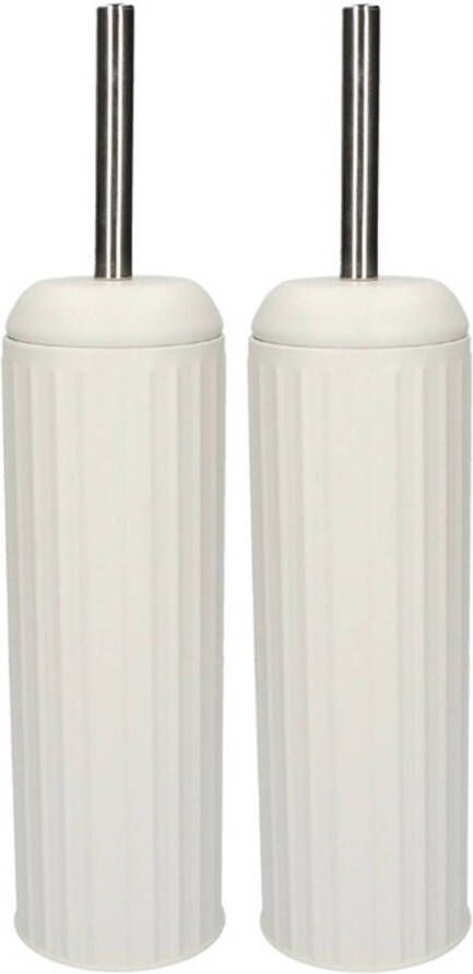 Merkloos 2x Wc-borstel met houder wit 40 cm Toiletborstels