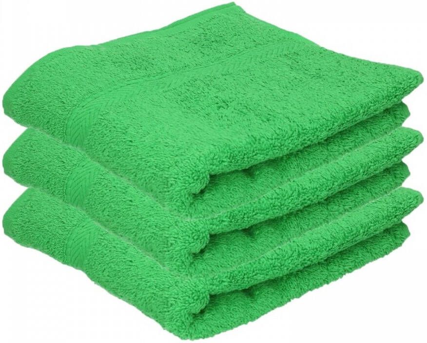 Towelcity 3x Badkamer douche handdoeken groen 50 x 90 cm Badhanddoek