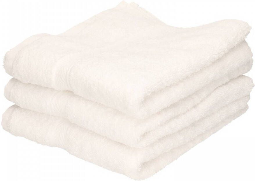 Towelcity 3x Badkamer douche handdoeken wit 50 x 90 cm Badhanddoek