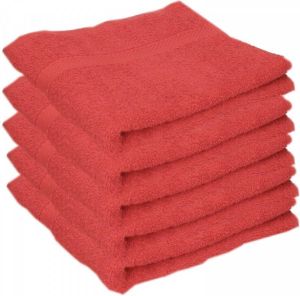 Merkloos 5x Luxe Handdoeken Rood 50 X 90 Cm 550 Grams Badkamer Textiel Badhanddoeken
